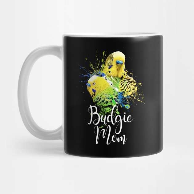 Color Splatter Budgie Parrot Mom Black by BirdNerd